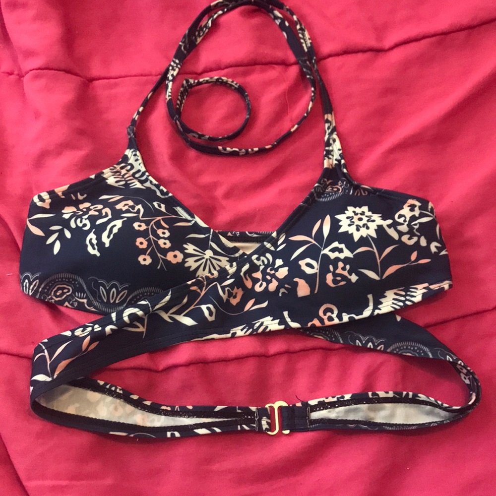 Floral wrap bikini top